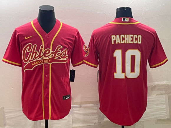 Kansas City Chiefs #10 Isiah Pacheco Red With Patch Cool Base Stitched Baseball