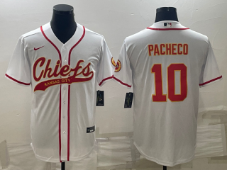 Kansas City Chiefs #10 Isiah Pacheco White With Patch Cool Base Stitched Baseball