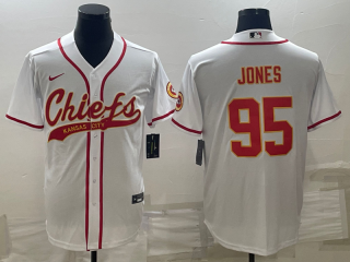 Kansas City Chiefs #95 Chris Jones White Cool Base