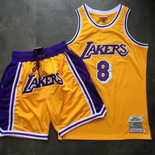 Lakers-8-Kobe-Bryant-Yellow-1996-97-Hardwood-Classics-Jersey(With-Shorts)