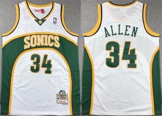 Oklahoma City Thunder #34 Ray Allen White 2006-07 Throwback SuperSonics Stitched