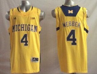Michigan-Wolverines-4-Chris-Webber-Yellow-College-Basketball-Jersey