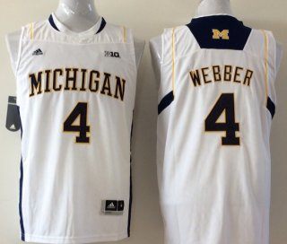Michigan-Wolverines-4-Chris-Webber-White-College-Basketball-Jersey