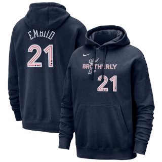 Philadelphia 76ers #21 Joel Embiid Navy 2023-24 City Edition Name & Number Pullover