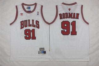Bulls-91-Dennis-Rodman-White-Mesh-Hardwood-Classics-Jersey