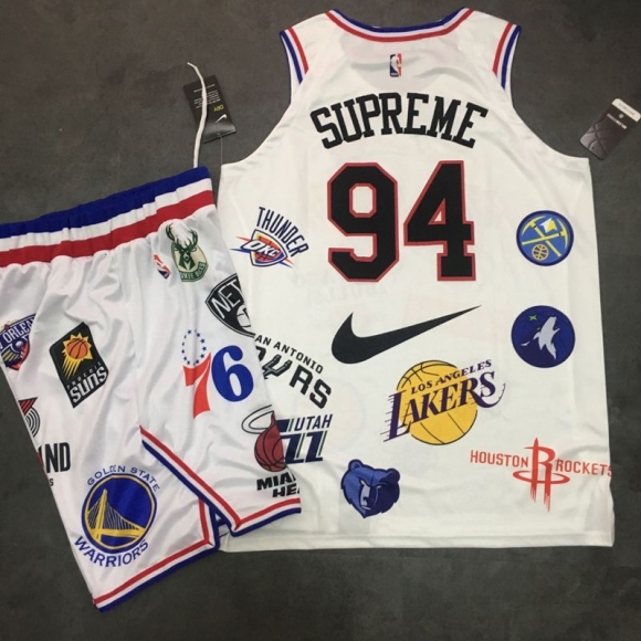 Supreme-x-Nike-x-NBA-Logos-White-Stitched-Basketball-Jersey(With-Shorts)