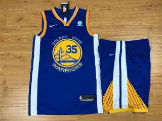 Warriors-35-Kevin-Durant-Blue-Nike-Swingman-Jersey(With-Shorts)