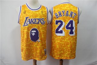 Lakers-Bape-24-Kobe-Bryant-Yellow-Hardwood-Classics-Jersey