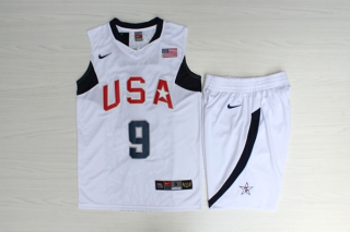 Team-USA-Basketball-9-Dwyane-Wade-White-Nike-Stitched-Jersey(With-Shorts)