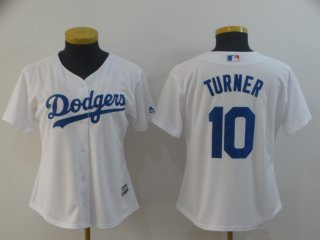 Dodgers-10-Justin-Turner-White-Women-Cool-Base-Jersey