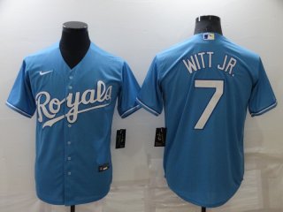 Men's Kansas City Royals #7 Bobby Witt Jr. Light Blue Cool Base Stitched Jersey