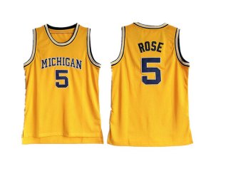 Michigan-Wolverines-5-Jalen-Rose-Gold-College-Basketball-Jersey