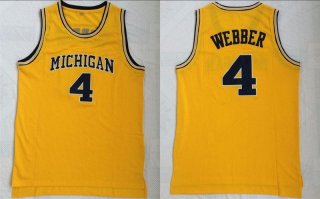 Michigan-Wolverines-4-Chris-Webber-Yellow-Mesh-College-Basketball-Jersey