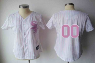 Chicago-White-Sox-Blank-White-Pink-Strip-Women-Custom-Jerseys-8525-77788