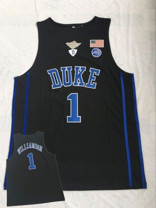 Duke-Blue-Devils-1-Zion-Williamson-Black-College-Basketball-Jersey