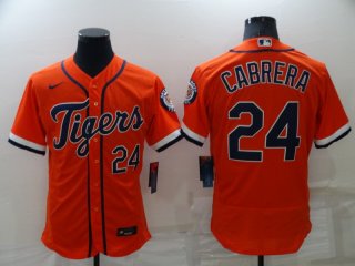 Men's Detroit Tigers #24 Miguel Cabrera Orange Flex Base Stitched Jersey