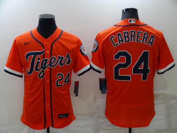 Men's Detroit Tigers #24 Miguel Cabrera Orange Flex Base Stitched Jersey