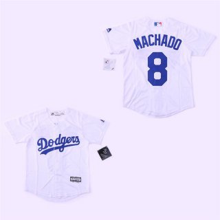 Dodgers-8-Manny-Machado-White-Youth-Cool-Base-Jersey