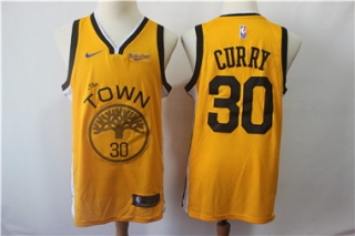 Golden State Warriors 30 Stephen Curry Yellow 2018-19 Earned Edition Nike Swingman Jersey
