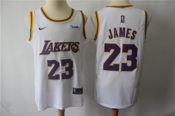 Men's Los Angeles Lakers #23 LeBron James White Nike Authentic Stitched Jersey