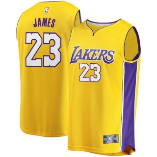 Men's Los Angeles Lakers #23 LeBron James Yellow Stitched NBA Jersey