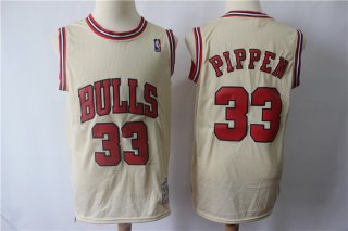 Men's Chicago Bulls #33 Scottie Pippen Cream Hardwood Classics Stitched Jersey