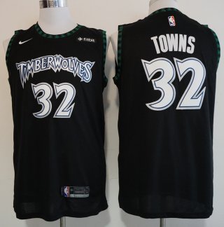 Timberwolves-32-Karl-Anthony-Towns-Black jersey