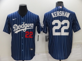 Men's Los Angeles Dodgers #22 Clayton Kershaw Navy Cool Base Stitched Jersey