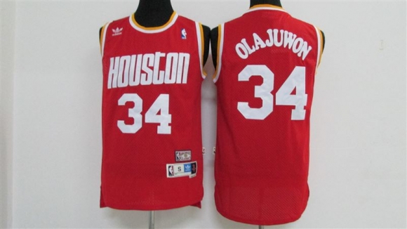 Rockets-34-Hakeem-Olajuwon-Red-Hardwood-Classics-Jersey