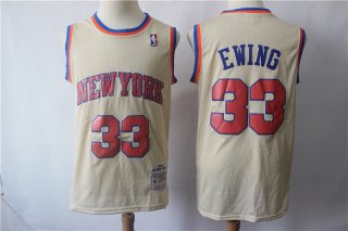Knicks-33-Patrick-Ewing-Cream-Hardwood-Classics-Jersey
