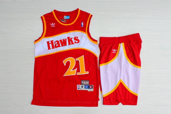 Hawks-21-Dominique-Wilkins-Red-Hardwood-Classics-Jersey(With-Shorts)