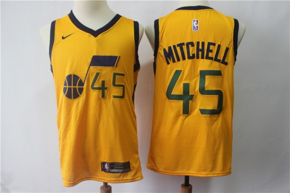 Jazz-45-Donovan-Mitchell-Yellow-Nike-Swingman-Jersey(Without-the-sponsor's-logo)