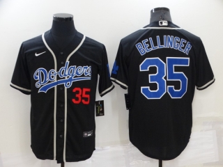 Los Angeles Dodgers #35 black with red number jersey