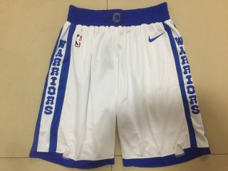Golden State Warriors white throwback heat applied shorts