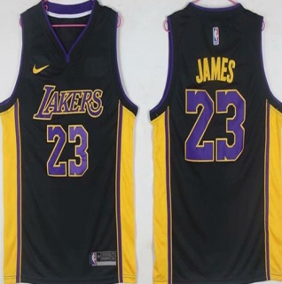 Lakers-23-Lebron-James-Black-Nike-Swingman-Jersey