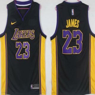 Lakers-23-Lebron-James-Black-Nike-Swingman-Jersey