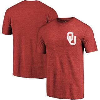 Oklahoma-Sooners-Fanatics-Branded-Crimson-Primary-Logo-Left-Chest-Distressed-Tri-Blend-T-Shirt