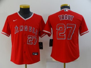 Los Angeles Angels #27 Mike Trout red youth jersey