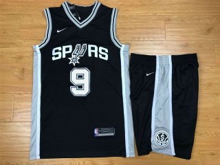 Spurs-9-Tony-Parker-Black-Nike-Swingman-Jersey(With-Shorts)