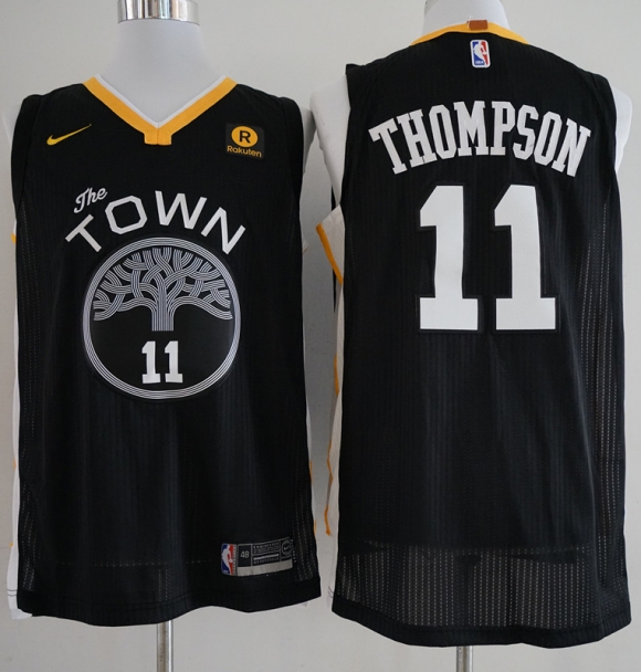 Warriors-11-Klay-Thompson-Black-The-Town-Statement-Edition-Authentic-Jersey
