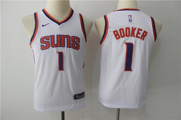 Suns-1-Devin-Booker-White-Youth-Nike-Swingman-Jersey