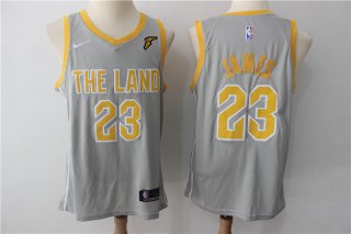 Cavaliers-23-LeBron-James-Gray-The-Land-Nike-Swingman-Jersey