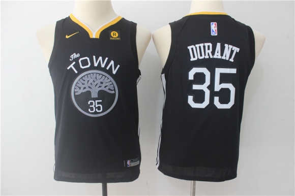 Warriors-35-Kevin-Durant-Black-Youth-The-Town-Nike-Swingman-Jersey