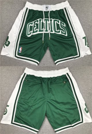 Men's Boston Celtics White Green Shorts