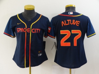 Women's Houston Astros #27 Jose Altuve 2022 Navy City Connect Cool Base Stitched