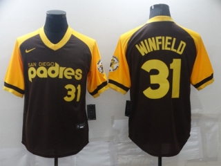 Men's San Diego Padres #31 Dave Winfield Brown Stitched Jersey