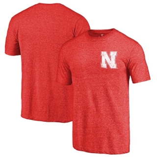 Nebraska-Cornhuskers-Fanatics-Branded-Scarlet-Primary-Logo-Left-Chest-Distressed-Tri-Blend-T-Shirt