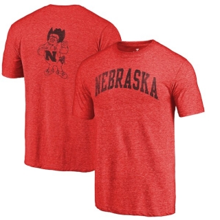 Nebraska-Cornhuskers-Fanatics-Branded-Heathered-Scarlet-Vault-Two-Hit-Arch-T-Shirt