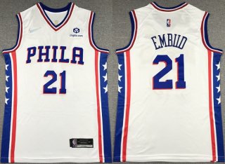 Men's Philadelphia 76ers #21 Joel Embiid White 75th Anniversary Association Edition