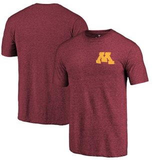 Minnesota-Golden-Gophers-Fanatics-Branded-Maroon-Primary-Logo-Left-Chest-Distressed-Tri-Blend-T-Shirt